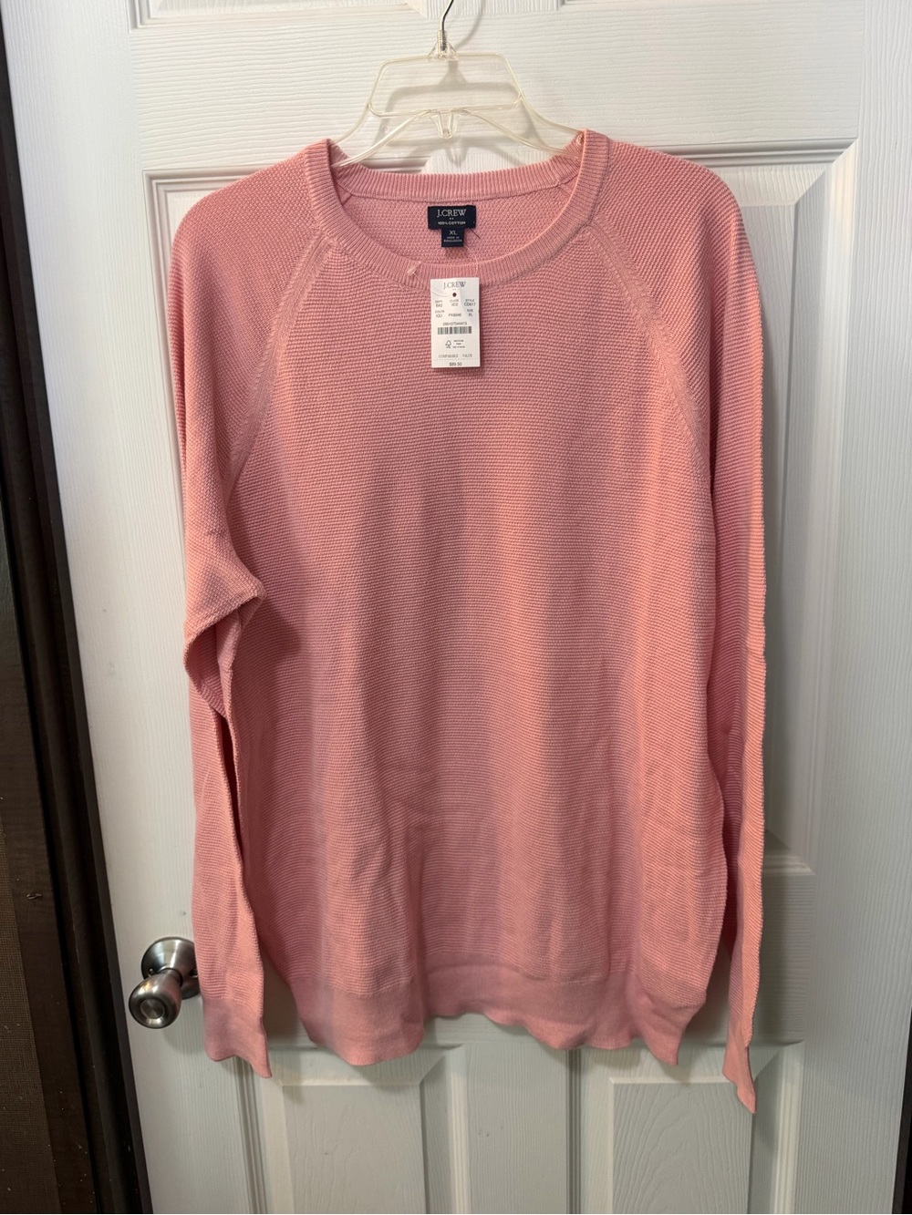 NWT J. Crew Men’s Pink Crewneck Cotton Subtle Waffle Knit Sweater Sz XL